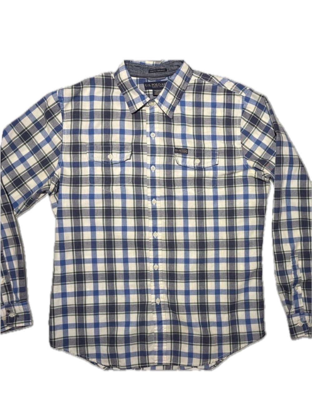 U.S. Polo Assn. Blue and Grey Checkered Button down
